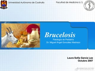 Brucelosis Patología de Pediatría Dr. Miguel Ángel González Madrazo Universidad Autónoma de Coahuila Facultad de Medicina U. S.  Laura Sofía García Lee Octubre 2007 