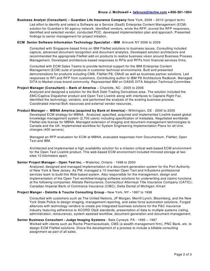 Filenet Developer Sle Resume bruce mc dowell resume ecmtw Filenet Developer Sle Resume bruce mc dowell resume ecmtw