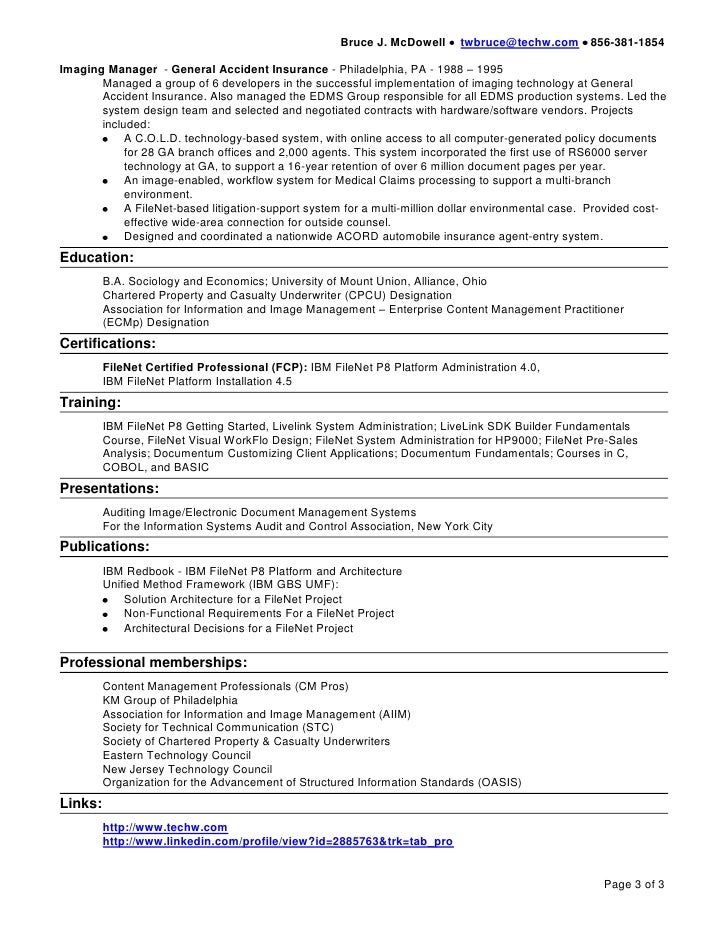 enterprise content management resume