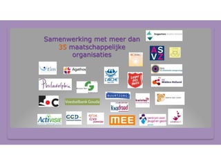 Samenwerking met meer dan
35 maatschappelijke
organisaties
 