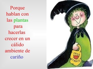Porque
 hablan con
 las plantas
     para
  hacerlas
crecer en un
   cálido
ambiente de
   cariño
 