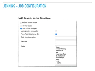 JENKINS - JOB CONFIGURATION
Let’s launch some Gradle…
 
