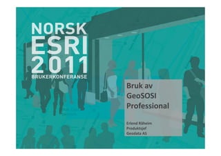 Bruk av
GeoSOSI
Professional
Erlend Råheim
Produktsjef
Geodata AS
 
