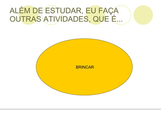 ALÉM DE ESTUDAR, EU FAÇA OUTRAS ATIVIDADES, QUE É... BRINCAR 