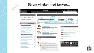 Så om vi leker med tanken…
Aktuellt	och	viktigt
Kontakter
Grupper	och	diskussioner
2017-05-01
Nya	organsationen	i	hamn!
Fr o	m	idag	är	så	Malmö	stads	nya	
organisation	gång…		Läs	mer
2017-04-21
Pilot	igång	på	
gatukontoret
…		Läs	mer
2017-03-01
Nya	digitala	
lönebesked
…		Läs	mer
 