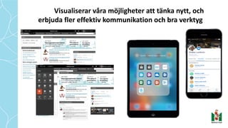Visualiserar	våra	möjligheter	att	tänka	nytt,	och
erbjuda	fler	effektiv	kommunikation	och	bra	verktyg
 
