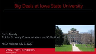 Curtis Brundy
AUL for Scholarly Communications and Collections
NISO Webinar July 6, 2020
Big Deals at Iowa State University
 