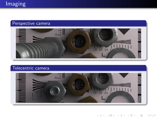 Imaging


  Perspective camera




  Telecentric camera
 