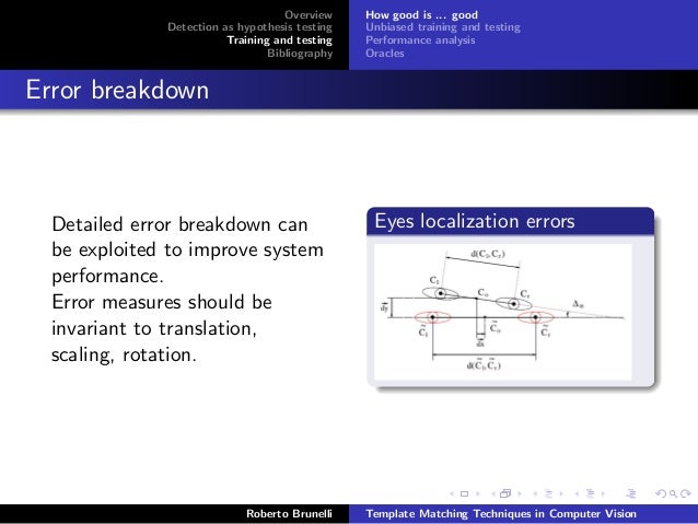 Brunelli 2008: template matching techniques in computer vision