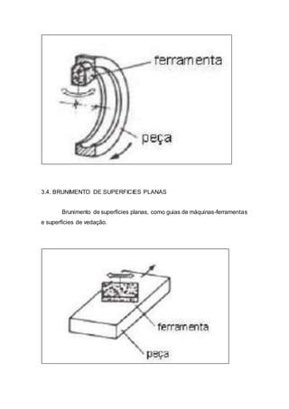 3.4. BRUNIMENTO DE SUPERFICIES PLANAS
Brunimento de superfícies planas, como guias de máquinas-ferramentas
e superfícies de vedação.
 