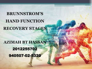 BRUNNSTROM’S
HAND FUNCTION
RECOVERY STAGES
AZIMAH BT HASSAN
2012255702
940507-02-5320
 