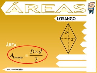 LOSANGO ÁREAS ÁREA Prof. Bruno Bastos D d 