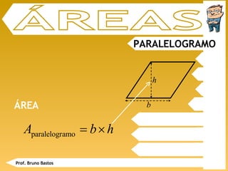 PARALELOGRAMO ÁREAS ÁREA Prof. Bruno Bastos h b 