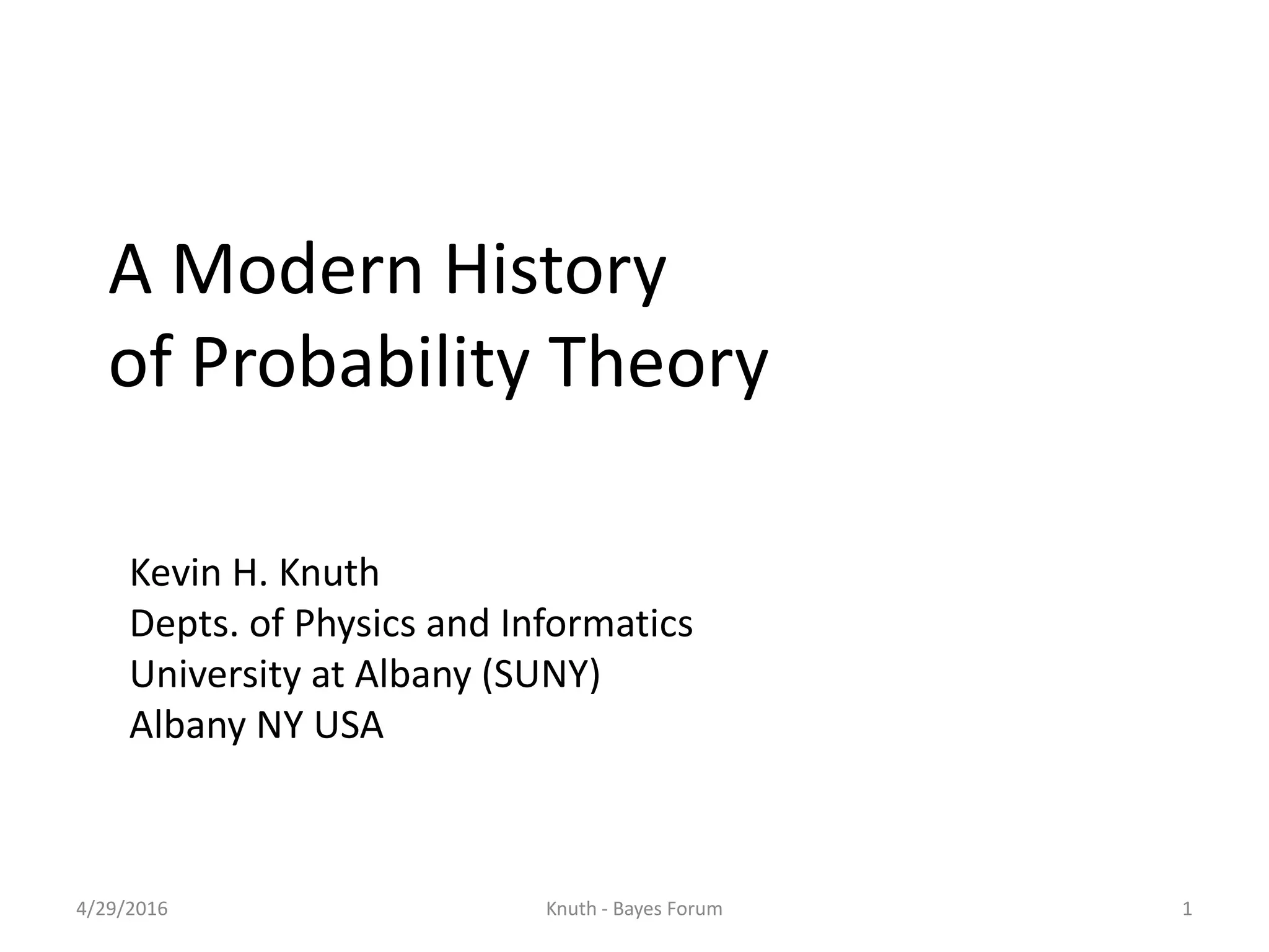 Bruno de fenitty - A Modern History of Probability Theory | PPT