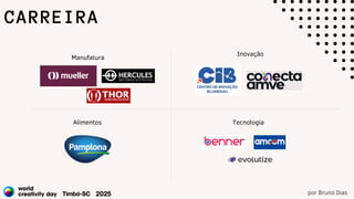 CARREIRA
Alimentos Tecnologia
Manufatura
Inovação
por Bruno Dias
 