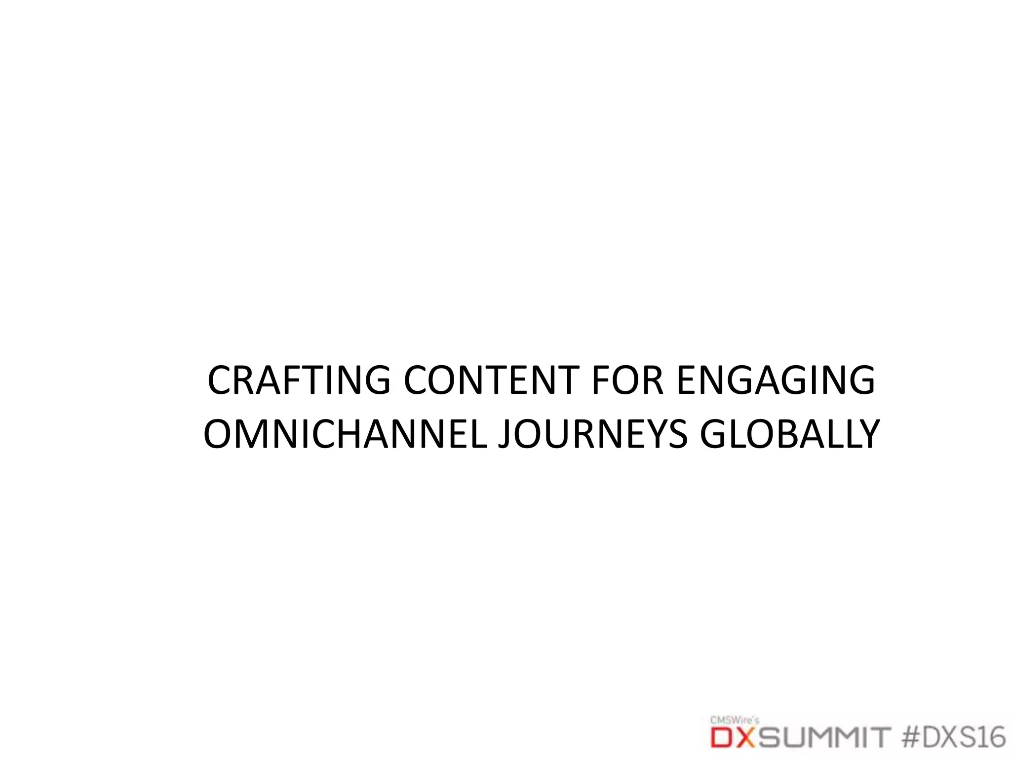 CRAFTING CONTENT FOR ENGAGING
OMNICHANNEL JOURNEYS GLOBALLY
 