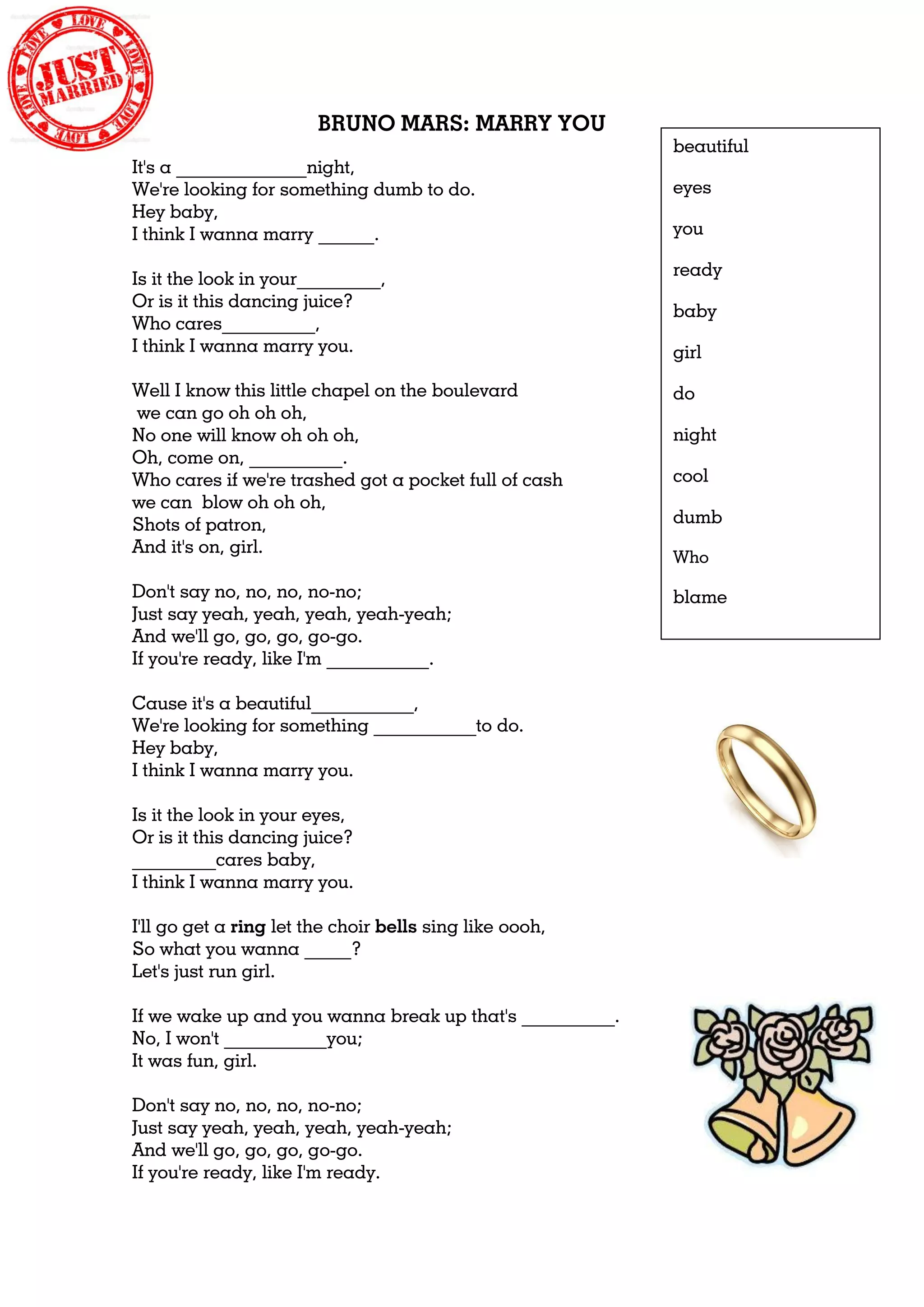 Bruno mars marry you PDF