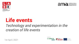 Life events
Technology and experimentation in the
creation of life events
1st April, 2021
 