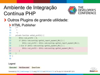 Globalcode – Open4education
Ambiente de Integração
Contínua PHP
Outros Plugins de grande utilidade:
HTML Publisher
 