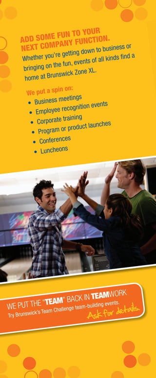 Group Events at Brunswick Zone XL | PDF