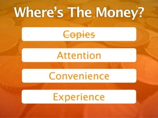 Wheres The Money?
      Copies

     Attention

    Convenience

     Experience
 