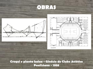 OBRAS
Croqui e planta baixa - Ginásio do Clube Atlético
Paulistano - 1958
 