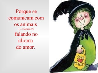 Porque se comunicam com os animais  (... Homens?) falando no idioma  do amor.  