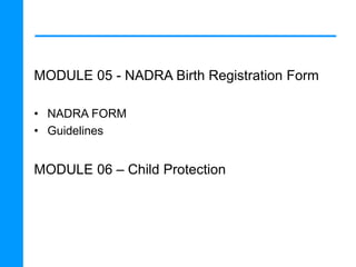 Birth Registration Curriculum, Sindh | PPTX