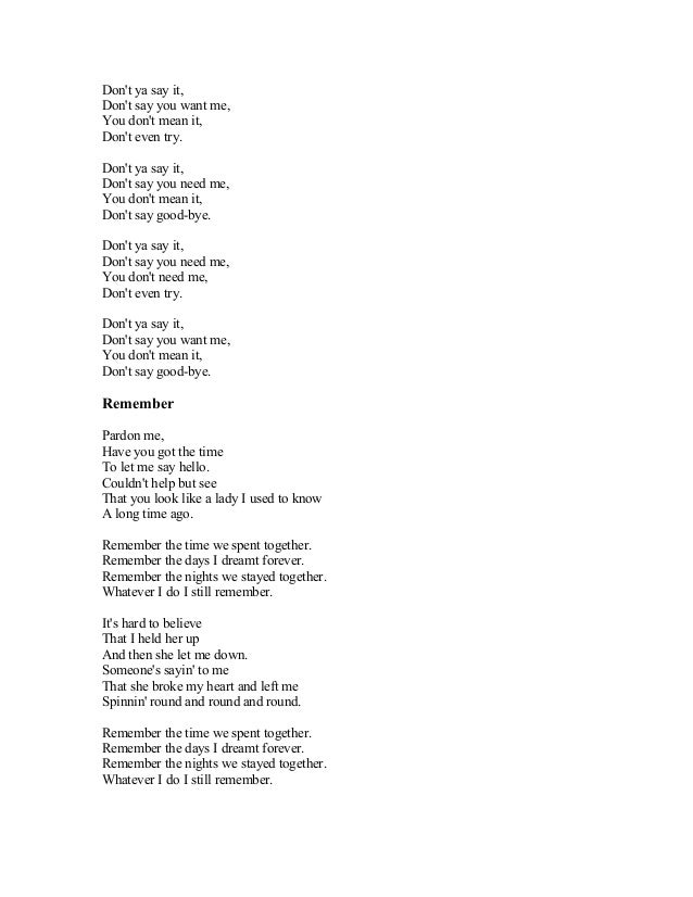 Brayan Adams Song Lyrics