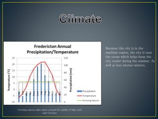 Because this city is in the
maritime region, the city is near
the ocean which helps keep the
city cooler during the summer. As
well as less intense winters.
Growing season takes place around the middle of May until
mid-October
 