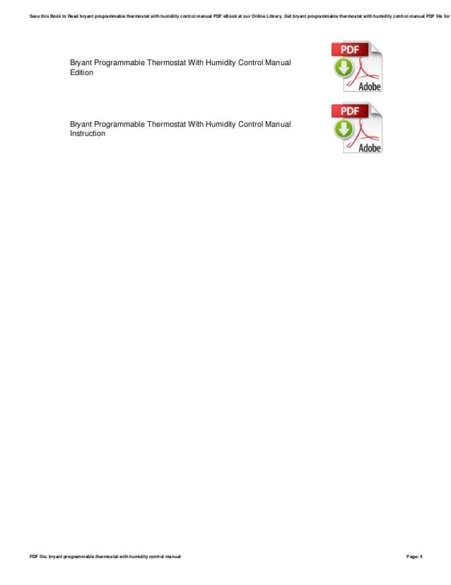Bryant programmable thermostat with humidity control manual