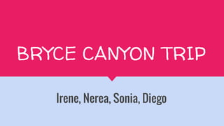BRYCE CANYON TRIP
Irene, Nerea, Sonia, Diego
 