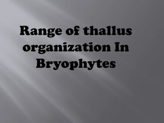 Range of thallus
organization In
Bryophytes
 