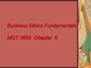1 1
Business Ethics Fundamentals
MGT 3800 Chapter 6
 