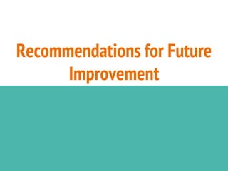 Recommendations for Future
Improvement
 