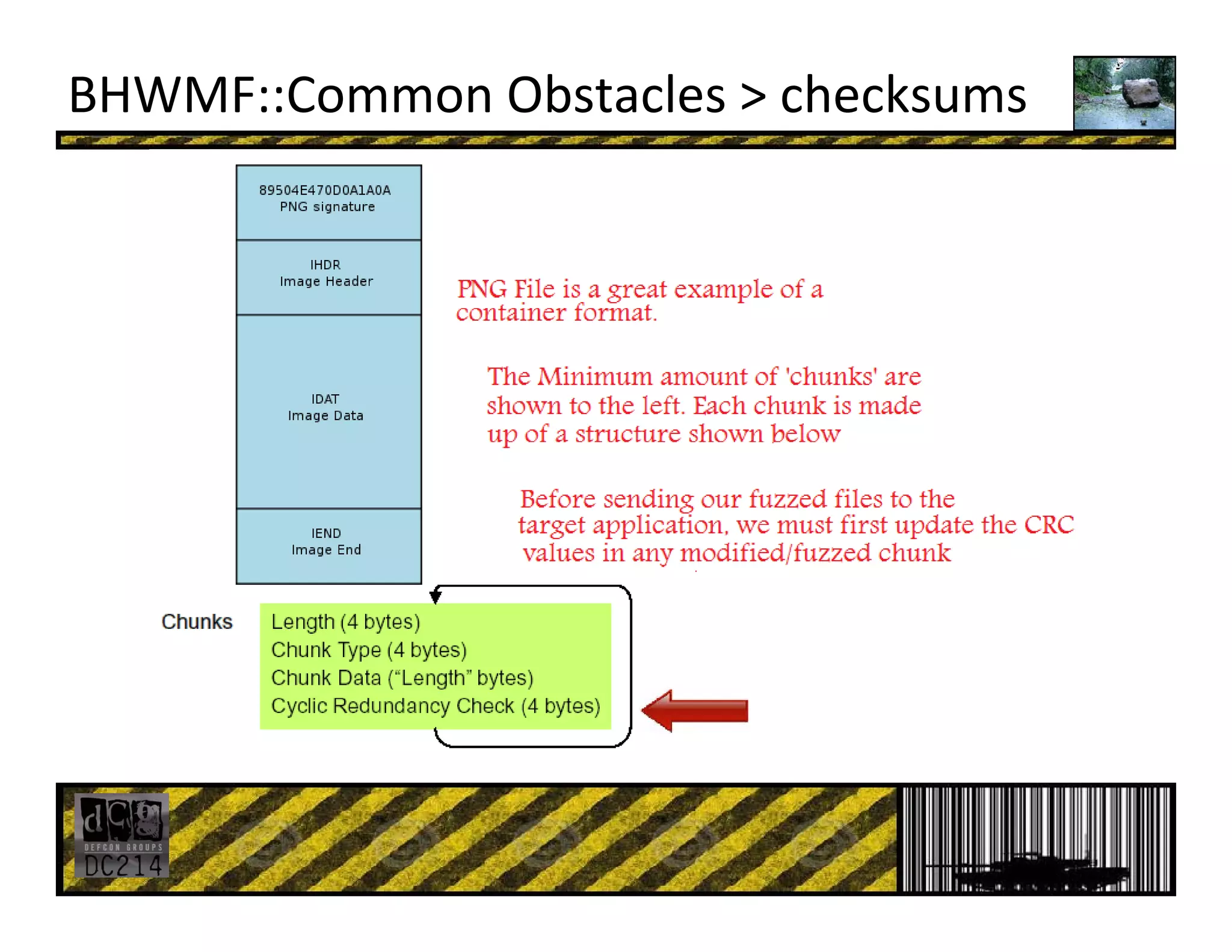 BHWMF::Common Obstacles > checksums
 
