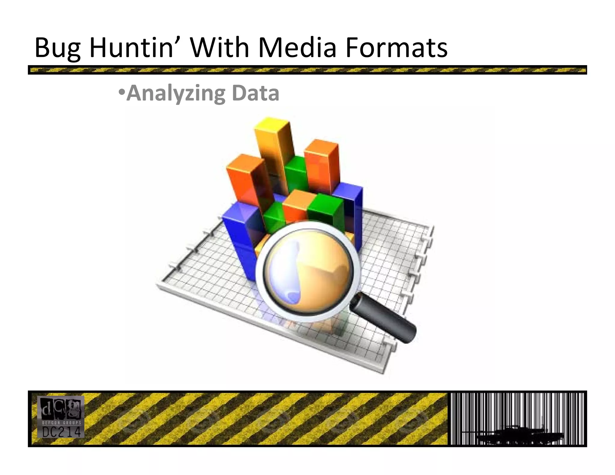 Bug Huntin’ With Media Formats
•Analyzing Data
 