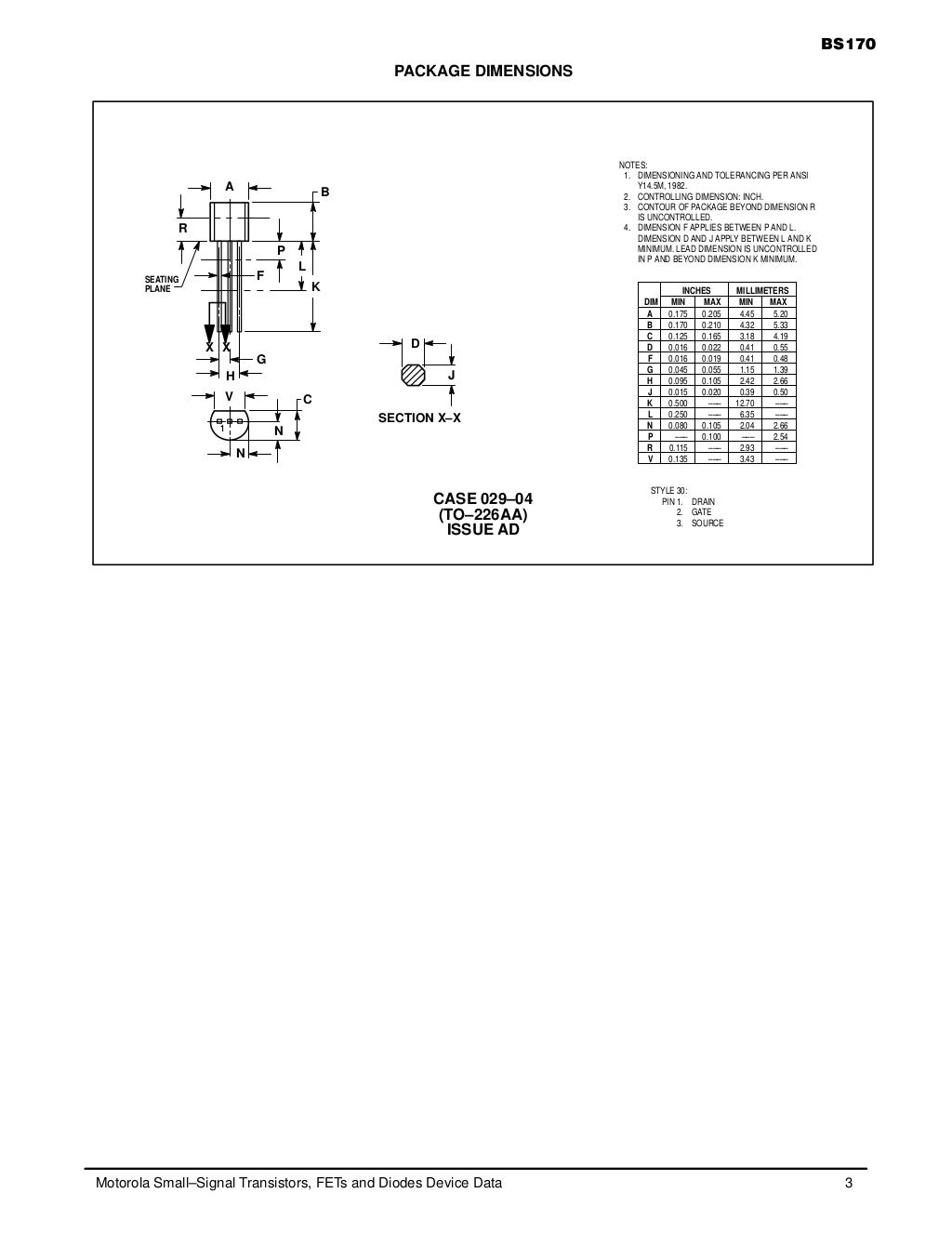 BS170 Transistor data sheet