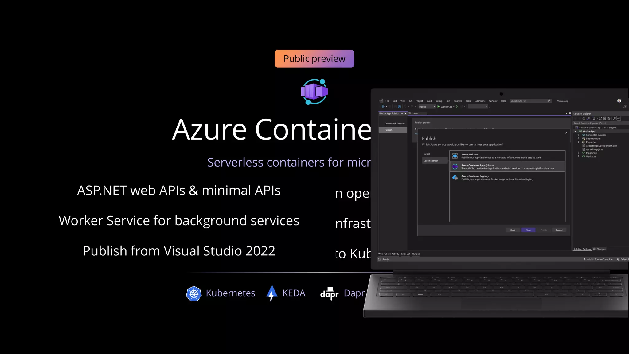 Serverless containers for microservices
Envoy
Kubernetes KEDA Dapr
 