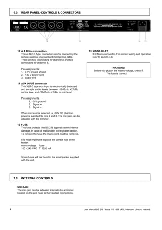 ASL Intercom BS-216 2-channel Master Station | PDF