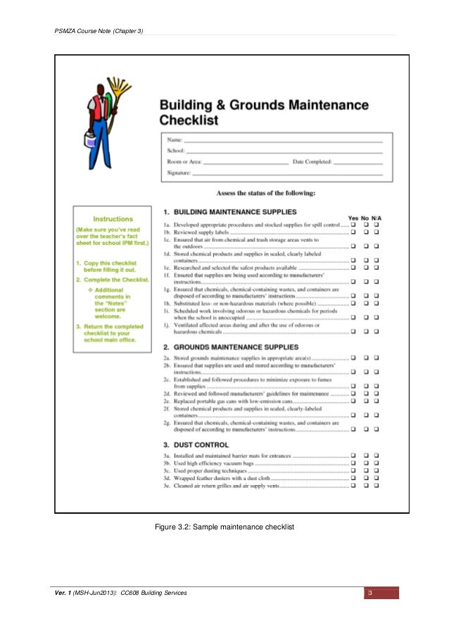 building service chapter 3 buildings maintenance checklist