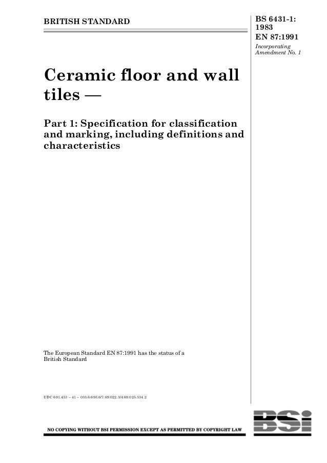 bs 6431 1 1983 tiles ceramic tile specification sheet