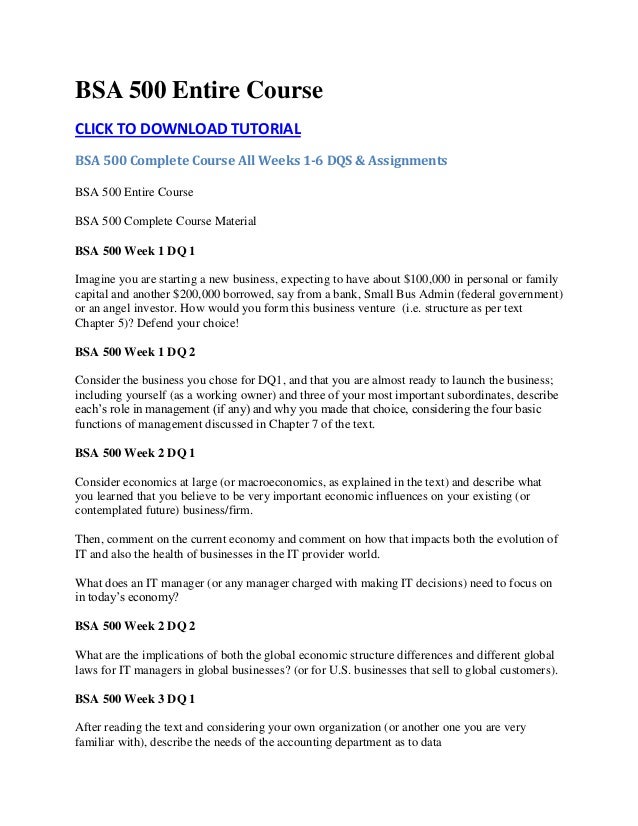 Essay bsa 500 entire course all weeks dqs assignments 03 picture