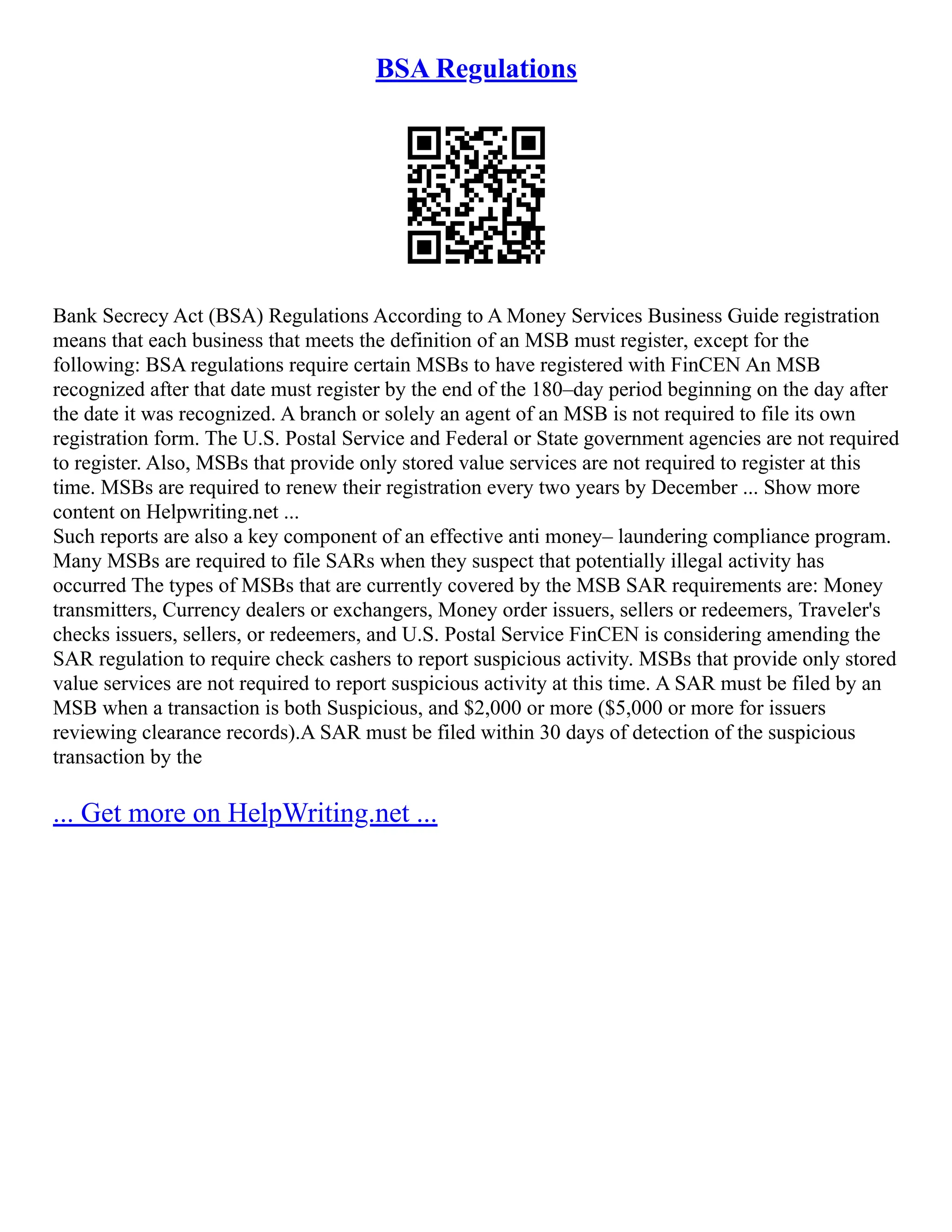 BSA Regulations | PDF