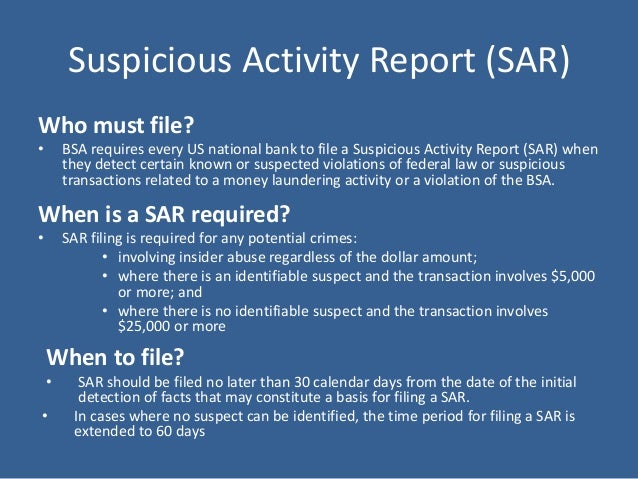 bank secrecy act understanding its reporting requirements suspicious activity report form