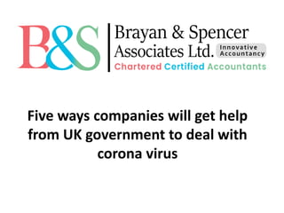 Five ways companies will get help
from UK government to deal with
corona virus
 