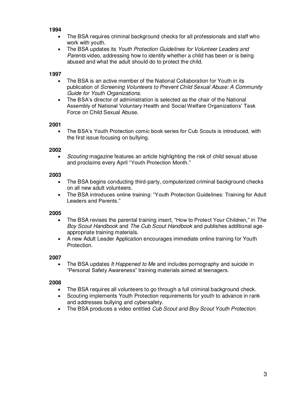 BSA Youth Protection Timeline