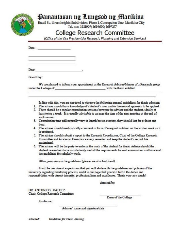 Thesis signature sheet