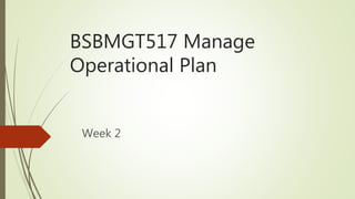 BSBMGT517 Manage
Operational Plan
Week 2
 