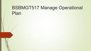 BSBMGT517 Manage Operational
Plan
 